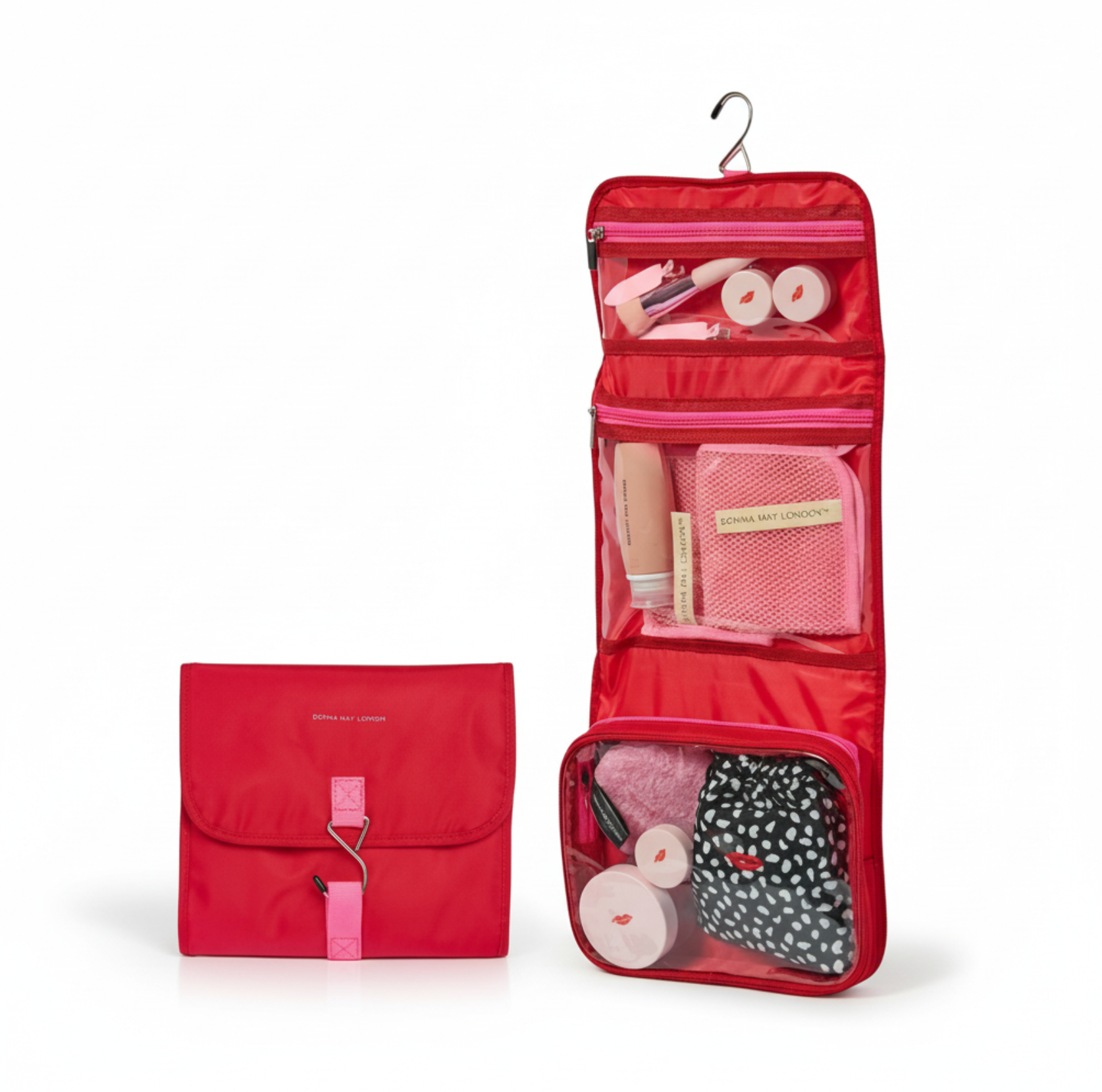 Fold &amp; Go Hanging Wash Bag in Red