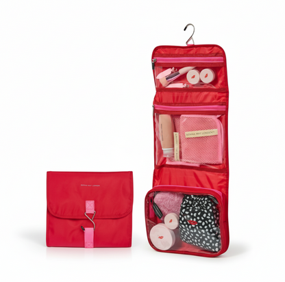 Fold &amp; Go Hanging Wash Bag in Red