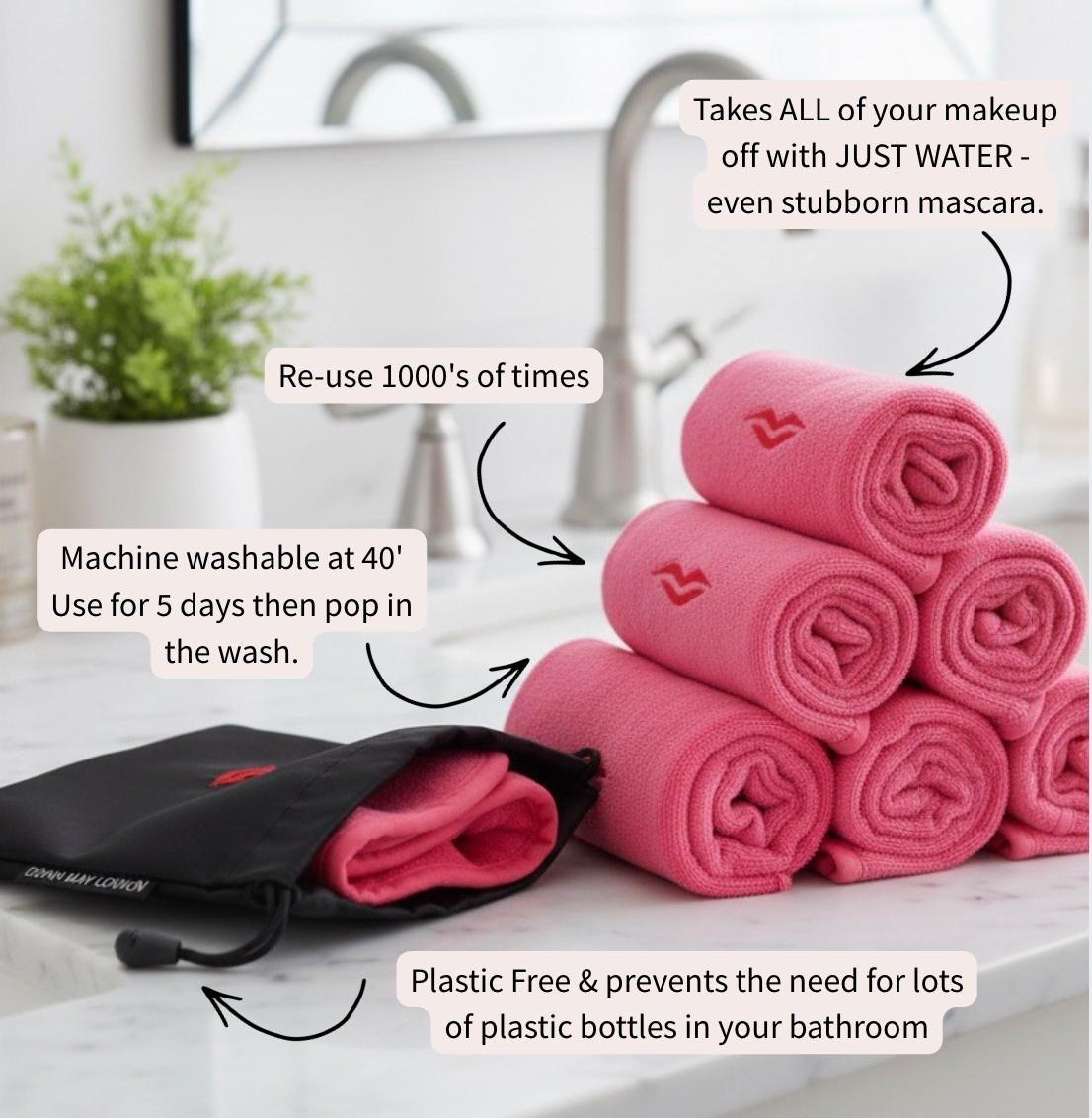Reusable Eco Makeup Remover Cloth in Pink
