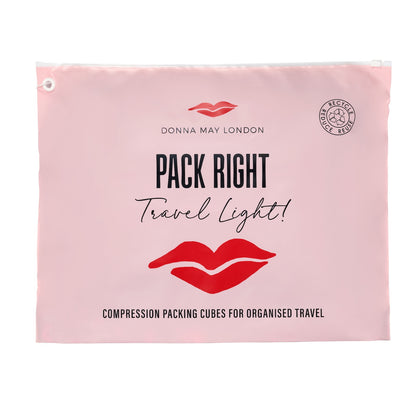 Set of khaki travel packing cubes with zip compression