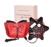 Small red makeup bag for travel