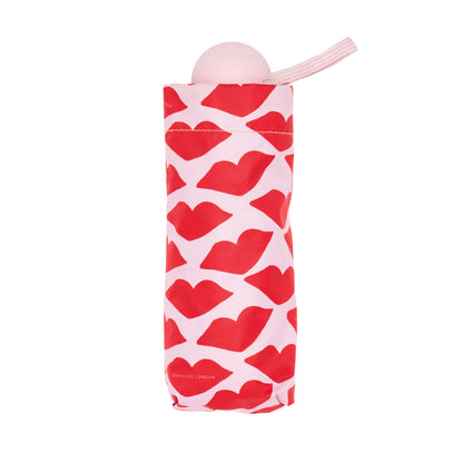 Red lip print compact umbrella