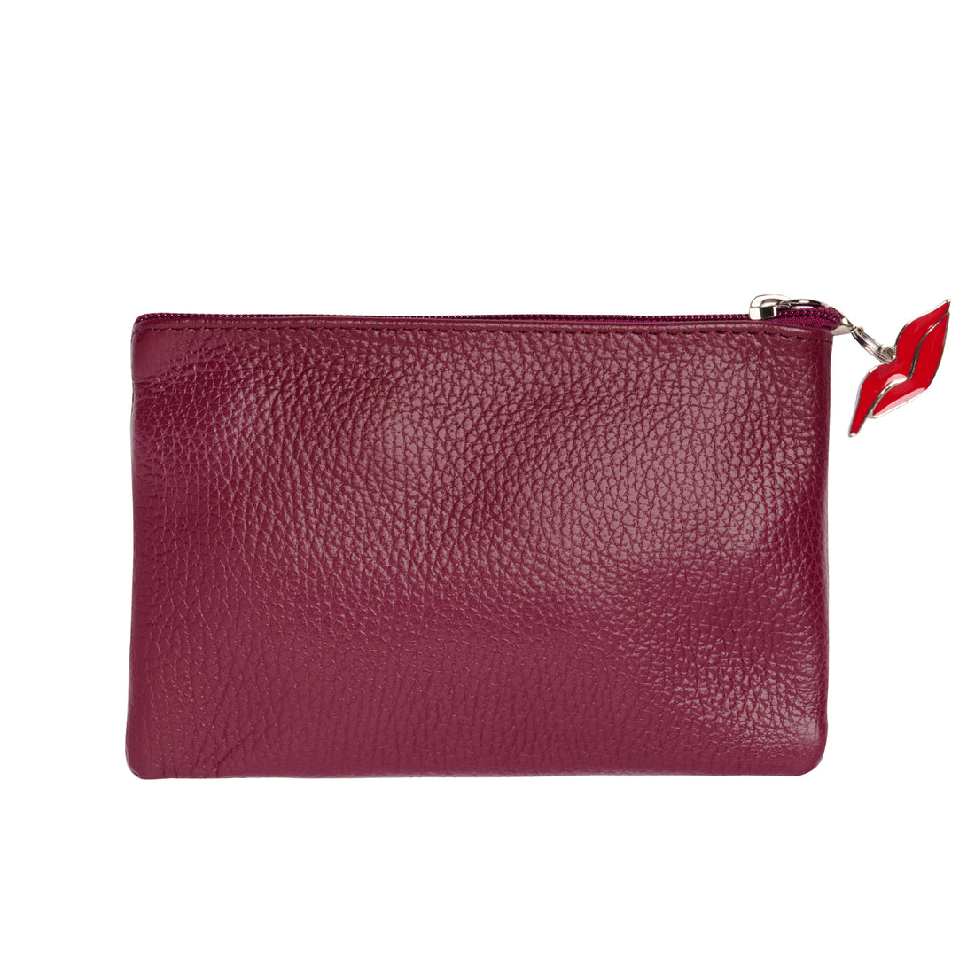 Bordeaux leather purse in cranberry