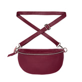 Bordeaux cross body bag in cranberry leather