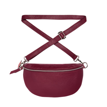 Bordeaux cross body bag in cranberry leather