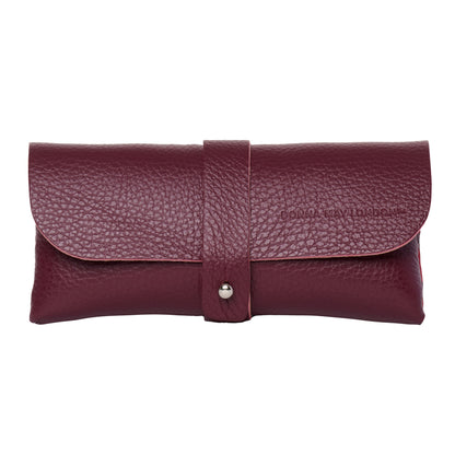 Bordeaux Glasses Case in Cranberry Italian Leather