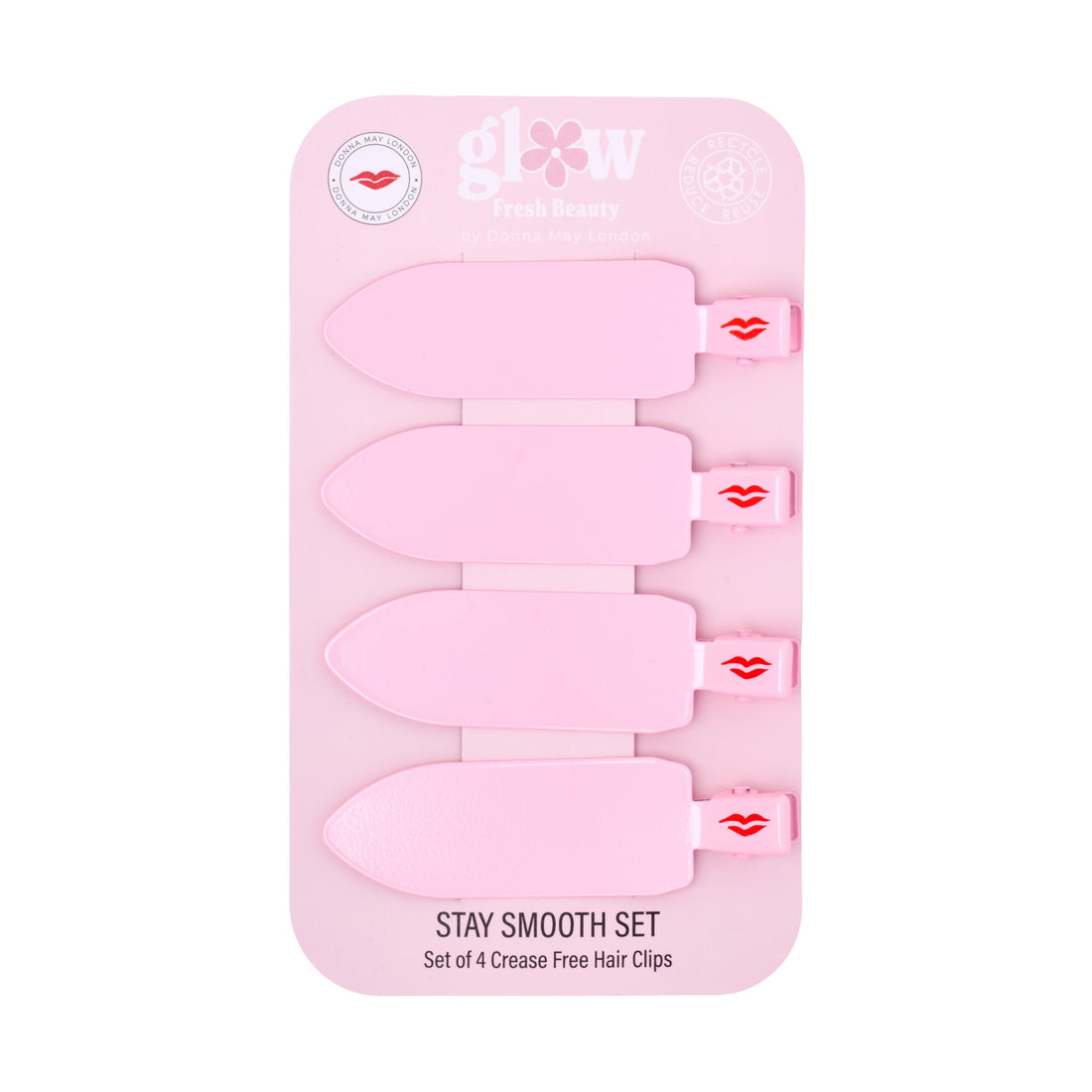 Stay Smooth Set – 4 Crease-Free Hairclips in Donna May Pink