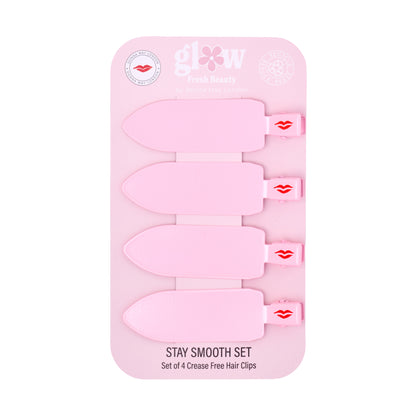 Stay Smooth Set – 4 Crease-Free Hairclips in Donna May Pink