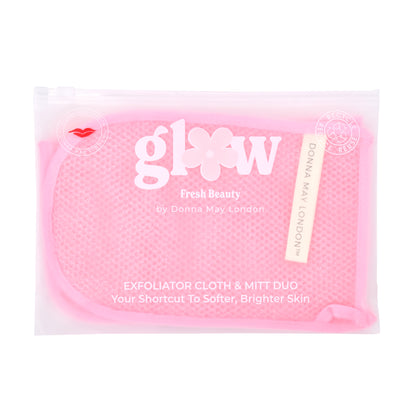 Glow Fresh Duo – Exfoliation Cloth &amp; Mitt Set (Pink)