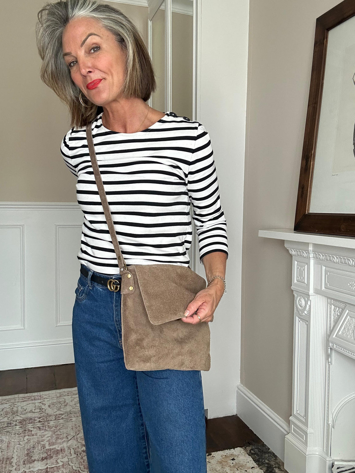 The Everyday Italian Suede Bag in Mink