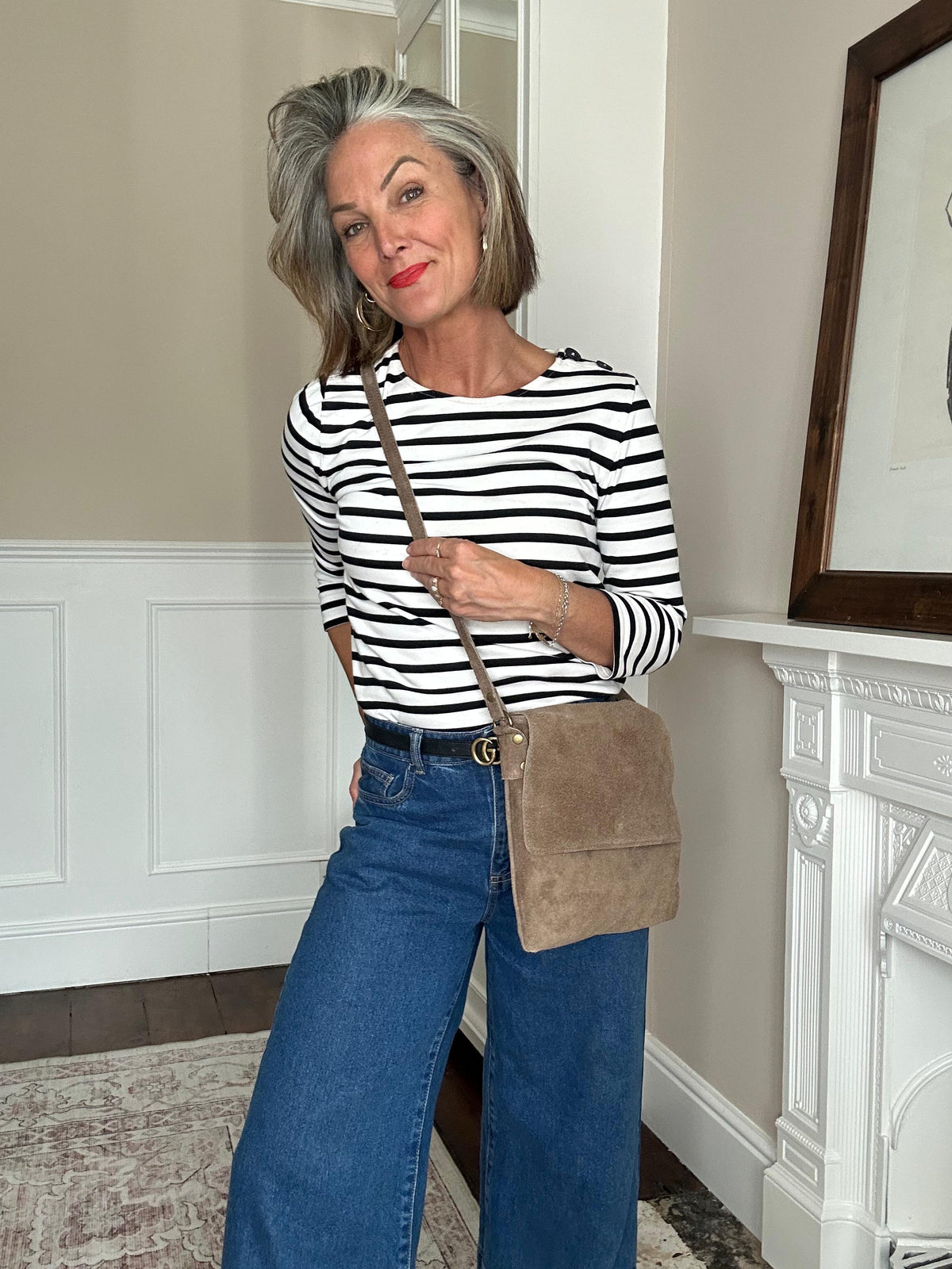 The Everyday Italian Suede Bag in Mink