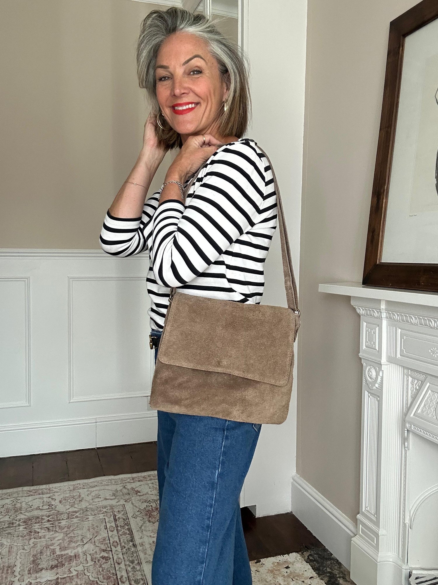 The Everyday Italian Suede Bag in Mink