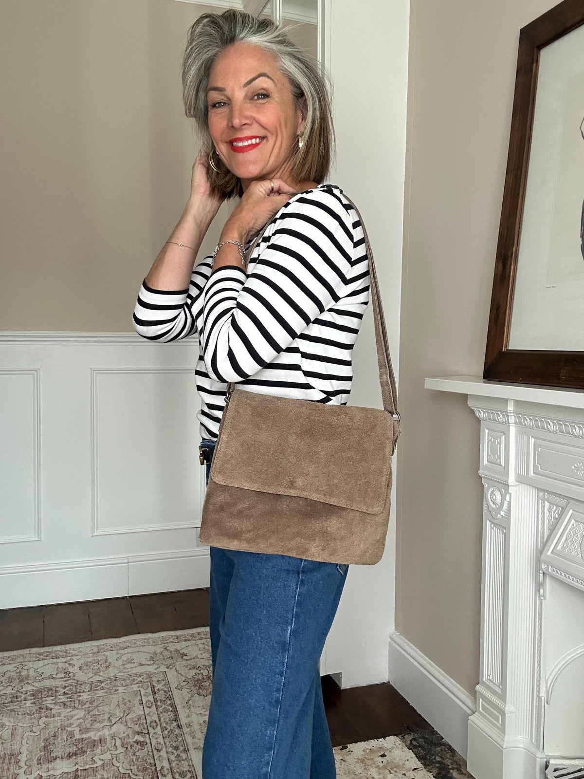 The Everyday Italian Suede Bag in Mink