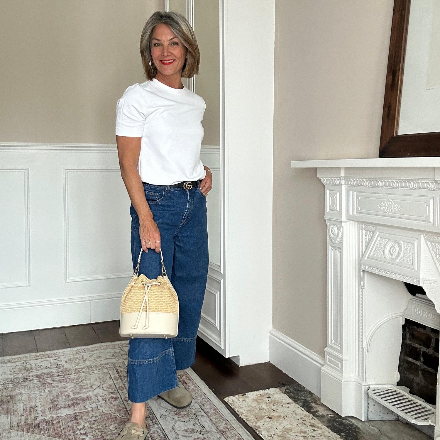 Amalfi Woven Bucket Bag with Natural Leather