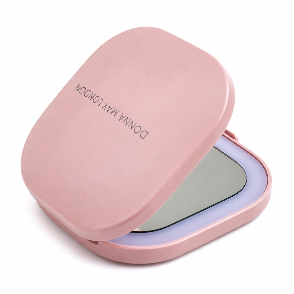 2-in-1 LED Pocket Mirror In Pink– Magnified (x10) &amp; Standard Vision