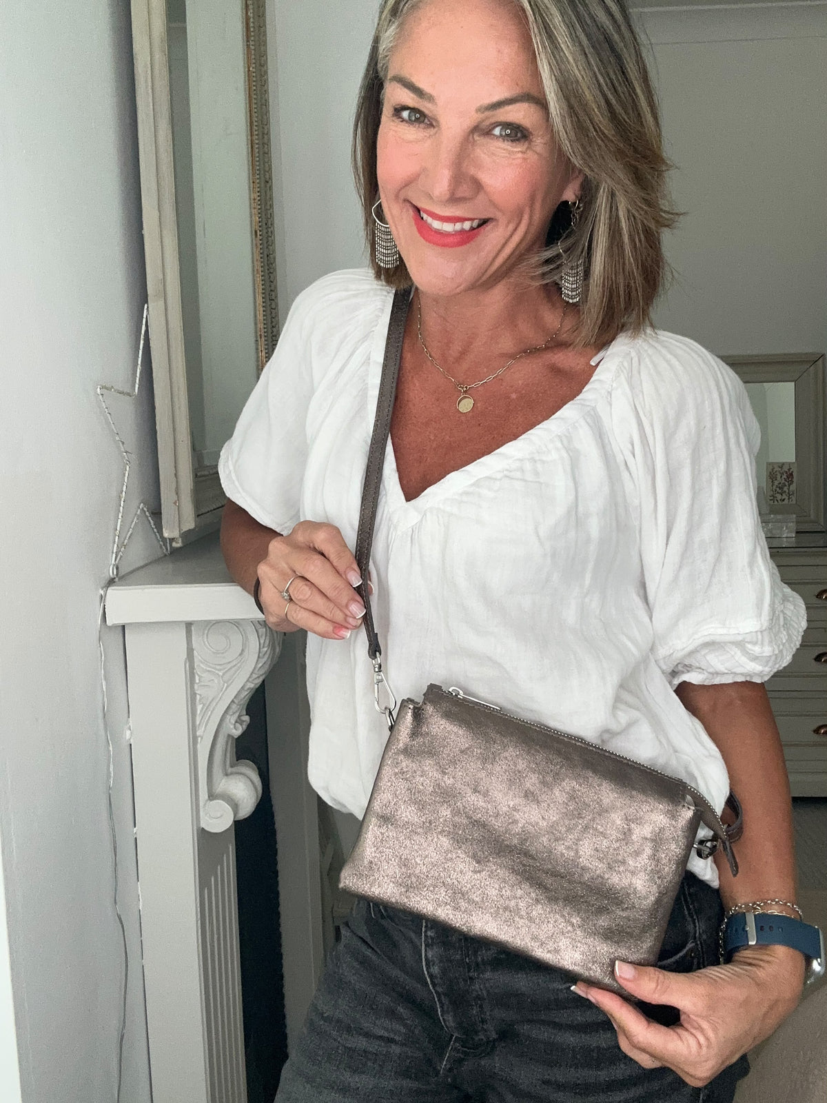 Trinity Cross Body bag in Gunmetal Silver