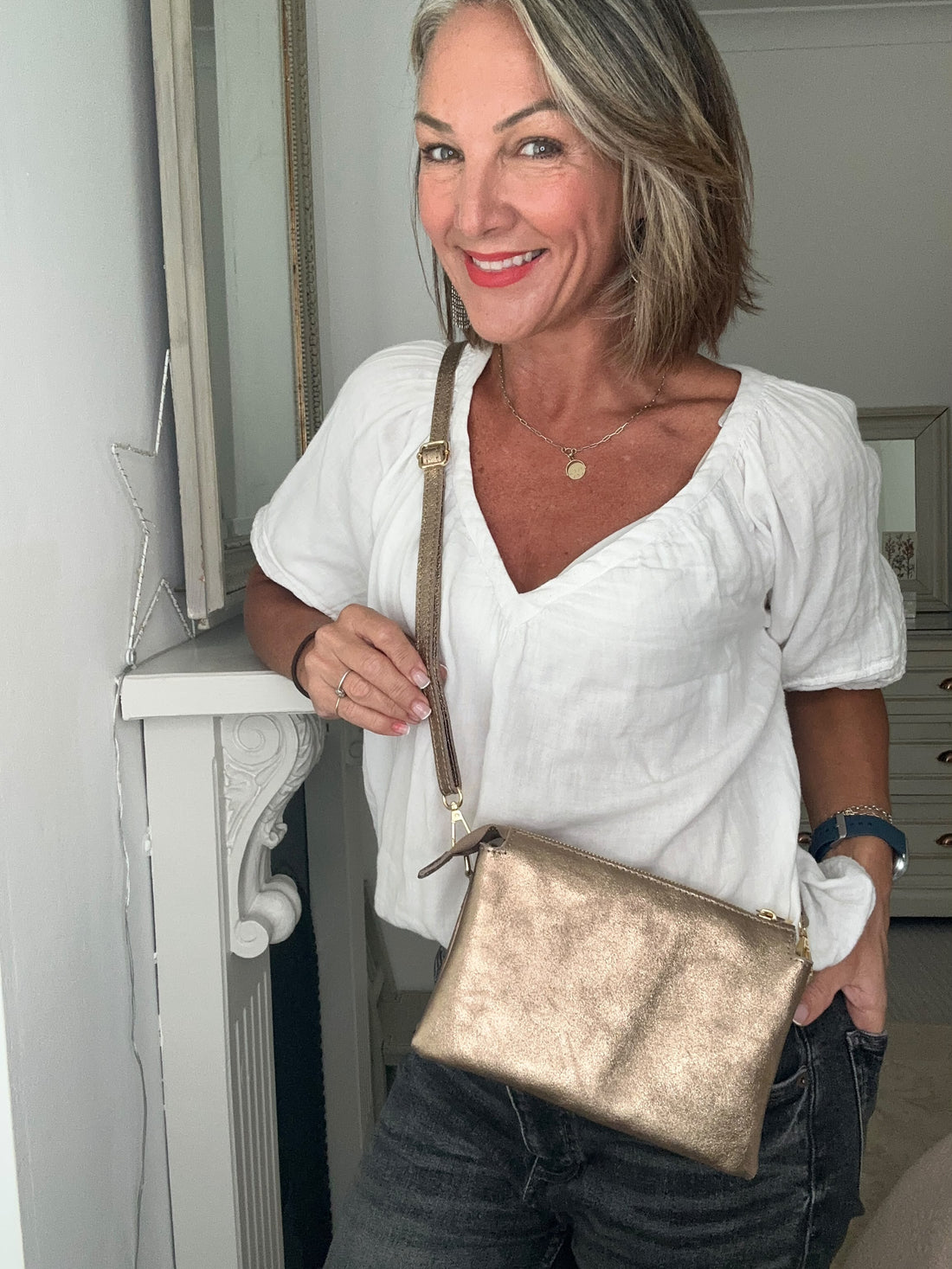 Trinity Cross Body bag in Antique Gold
