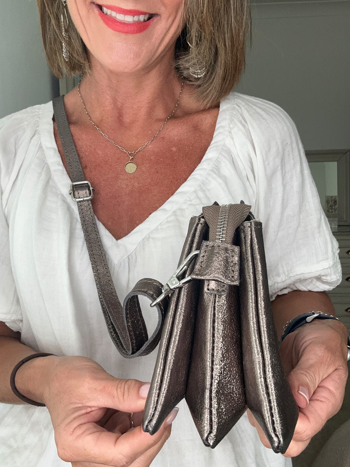 Trinity Cross Body bag in Gunmetal Silver