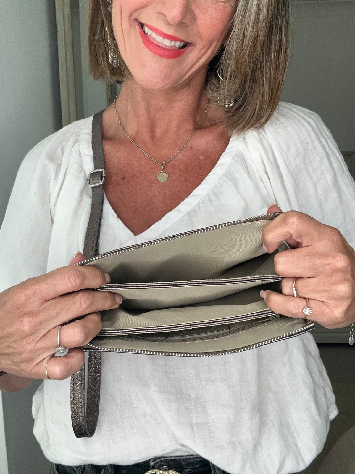 Trinity Cross Body bag in Gunmetal Silver