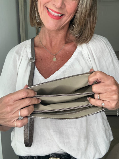Trinity Cross Body bag in Gunmetal Silver