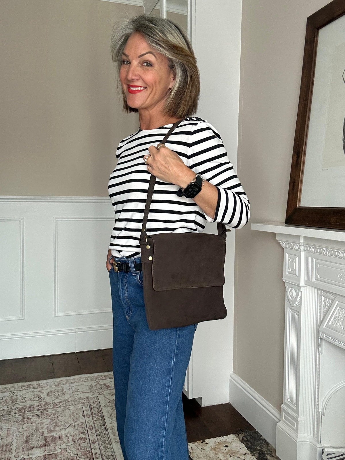 The Everyday Italian Suede Bag in Brown