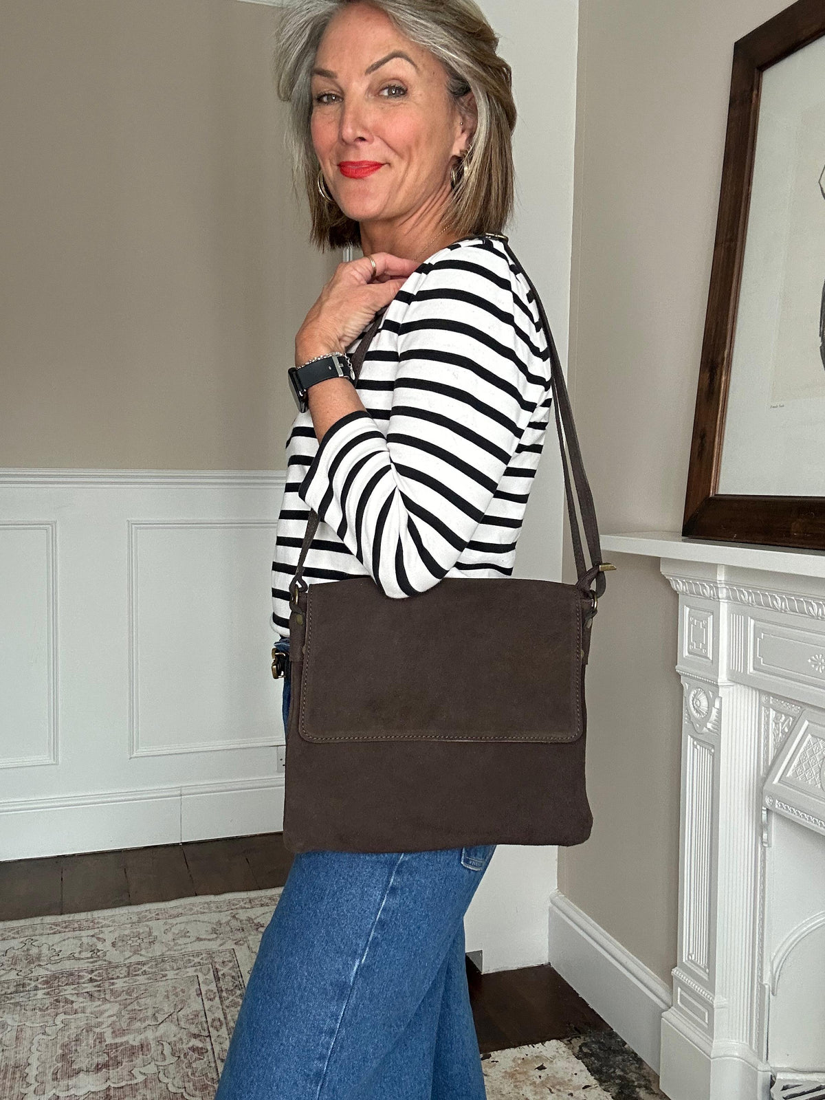 The Everyday Italian Suede Bag in Brown