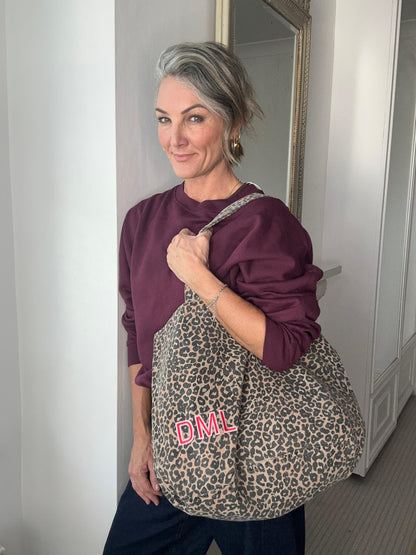 Oversized Leopard Print Tote Bag - Personalised