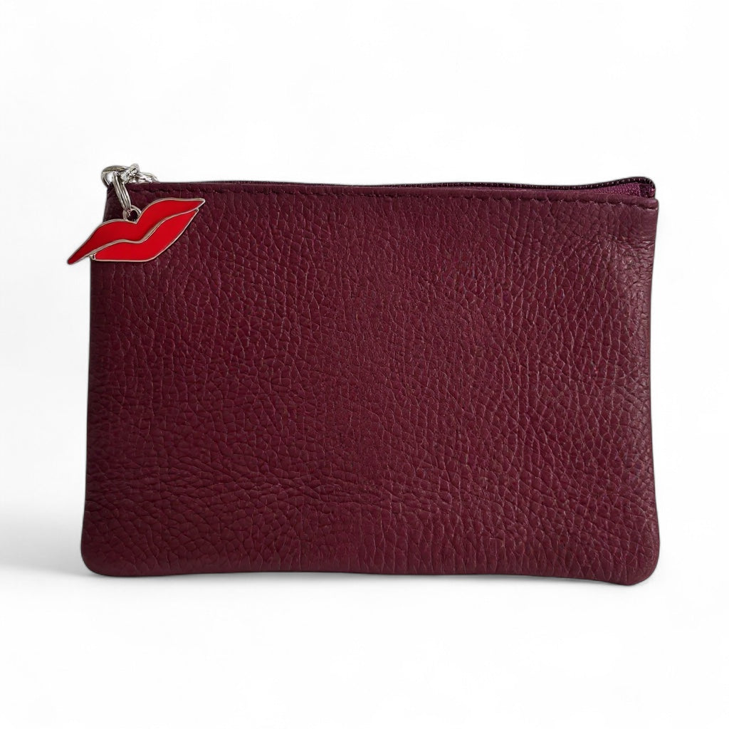 Bordeaux Lipstick &amp; Penny Purse in Damson Leather