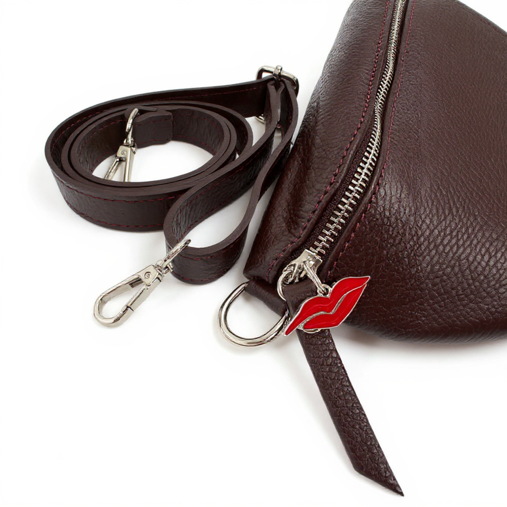 Porto City Bag in Dark Plum - with leather strap