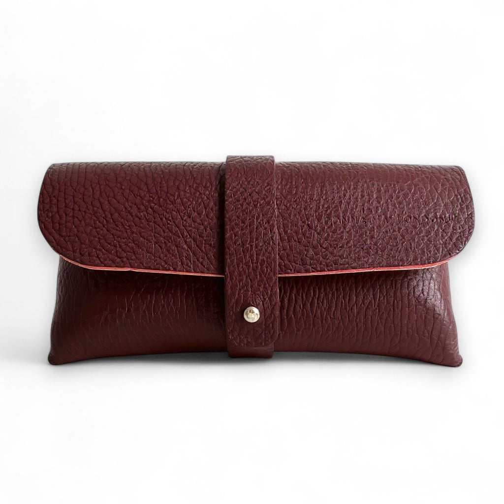 Bordeaux Glasses Case in Damson Italian Leather