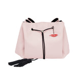 Blush pink lay flat makeup bag