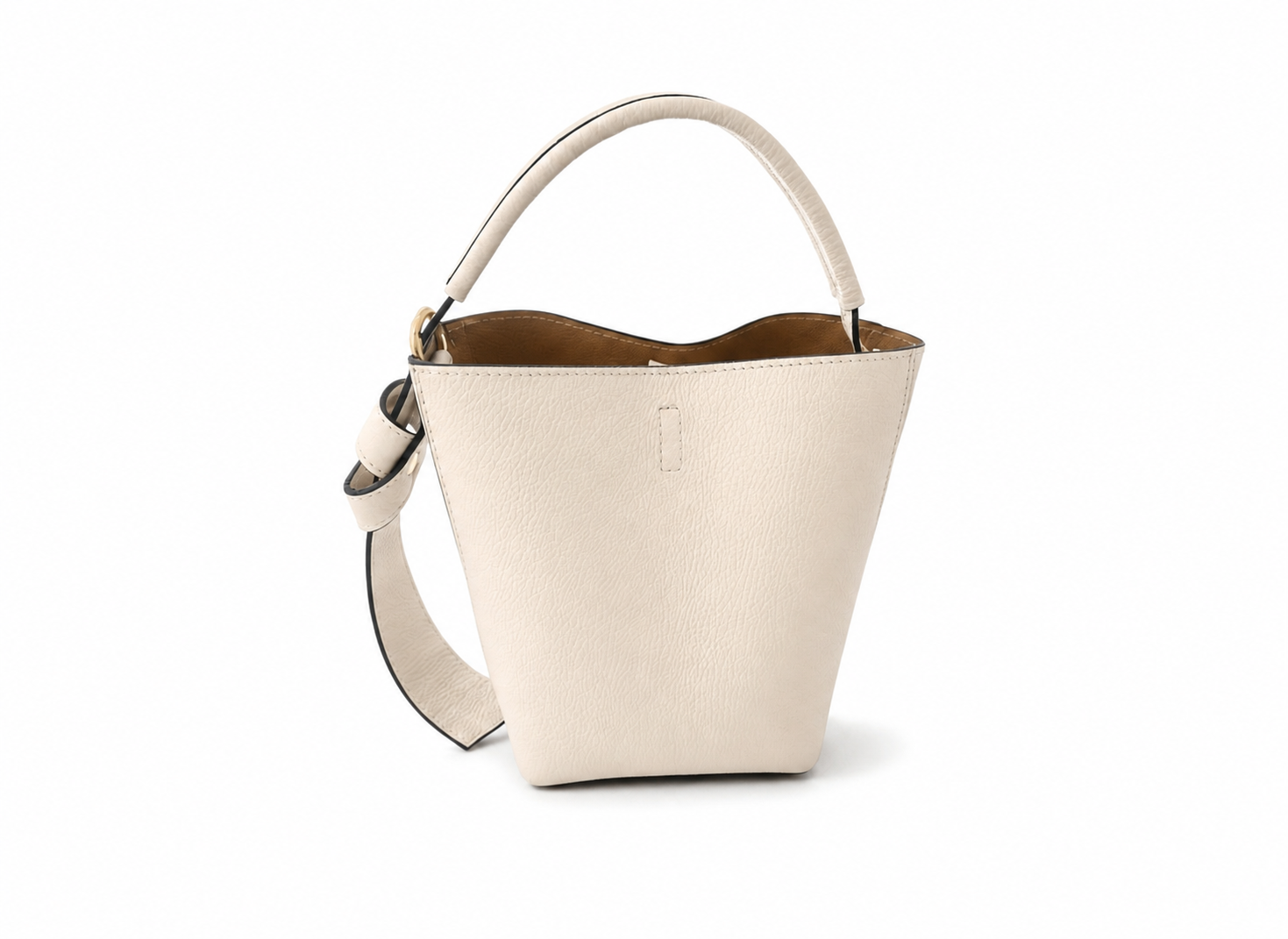 Bucket Bow Bag in Cream Leather