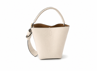 Bucket Bow Bag in Cream Leather