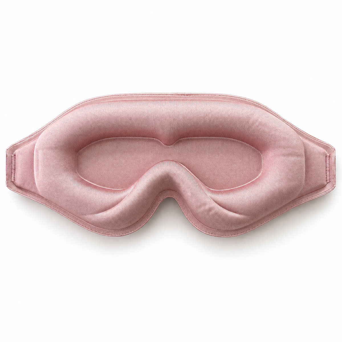 Donna May London blush pink contoured sleep mask showing deep cushioned eye pockets and shaped nose bridge