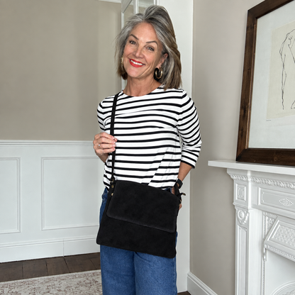 The Everyday Italian Suede Bag in Black