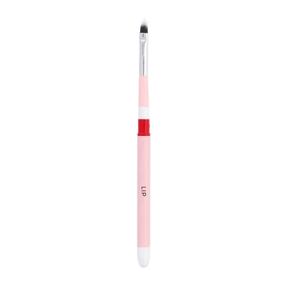 Vegan cruelty-free portable lip brush with protective cover for makeup on the go