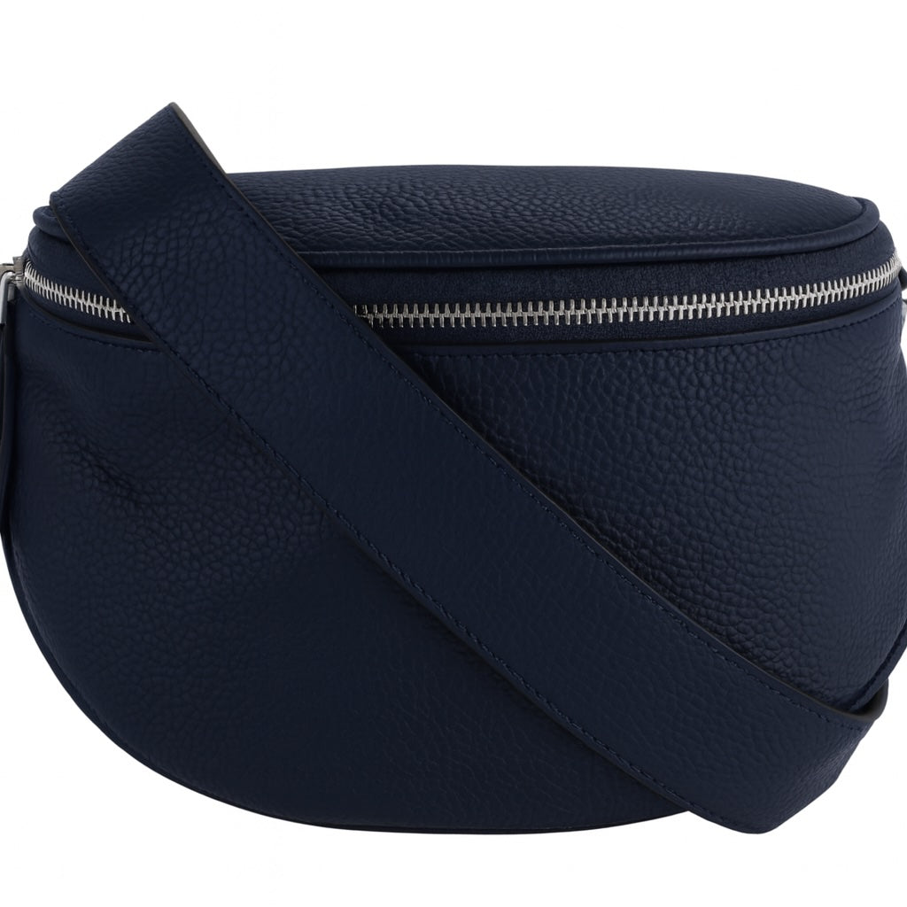 Naples Cross Body Maxi Bag in Navy with both leather and fabric straps