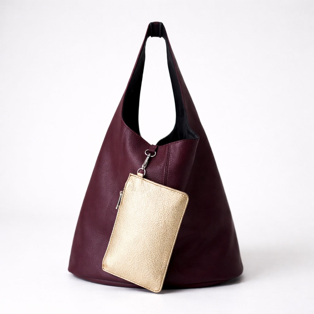 Porto Sloane Shopper in Deep Plum &amp; Gold