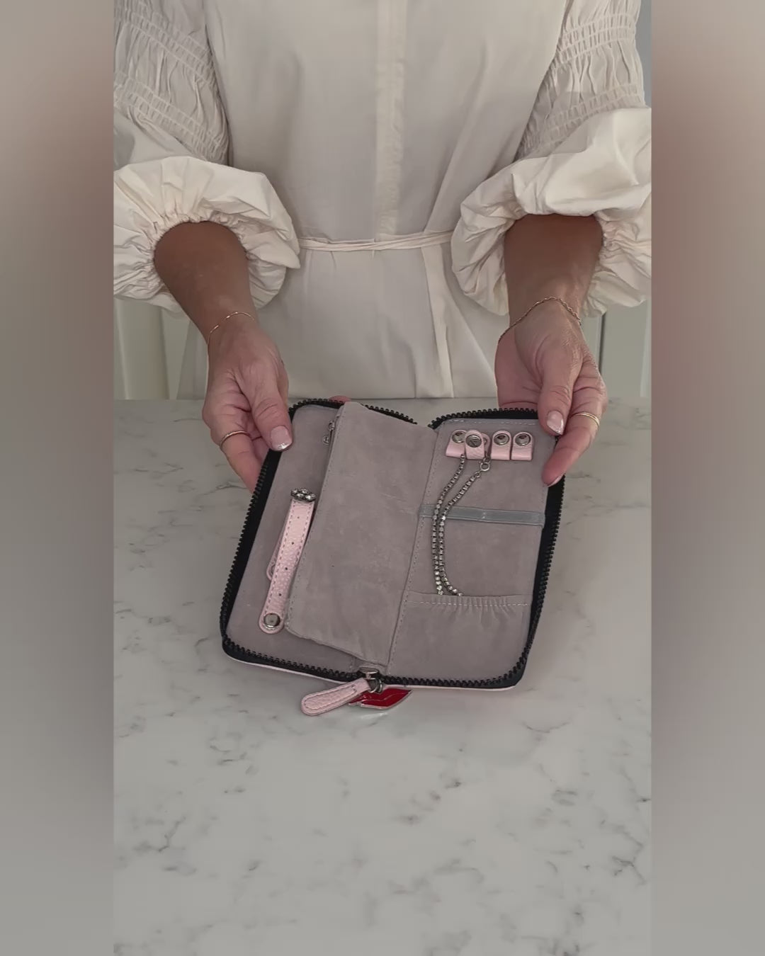 Jewellery Wallet in Blush Pink Faux leather