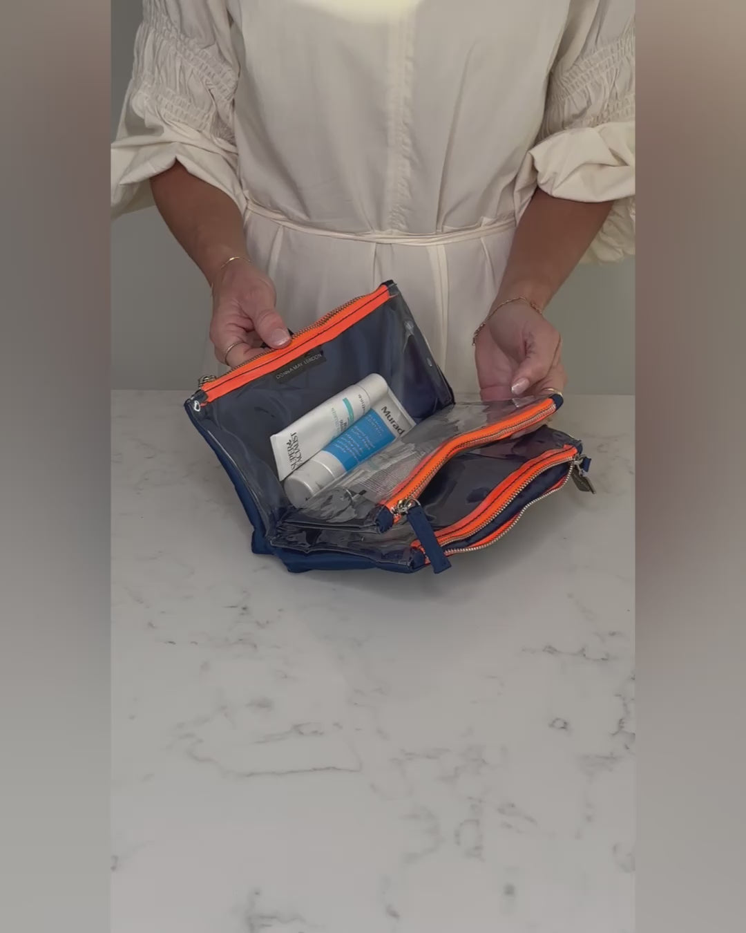 Navy Knick-Knack Bag Max – 3 Clear Pocket Beauty Organiser