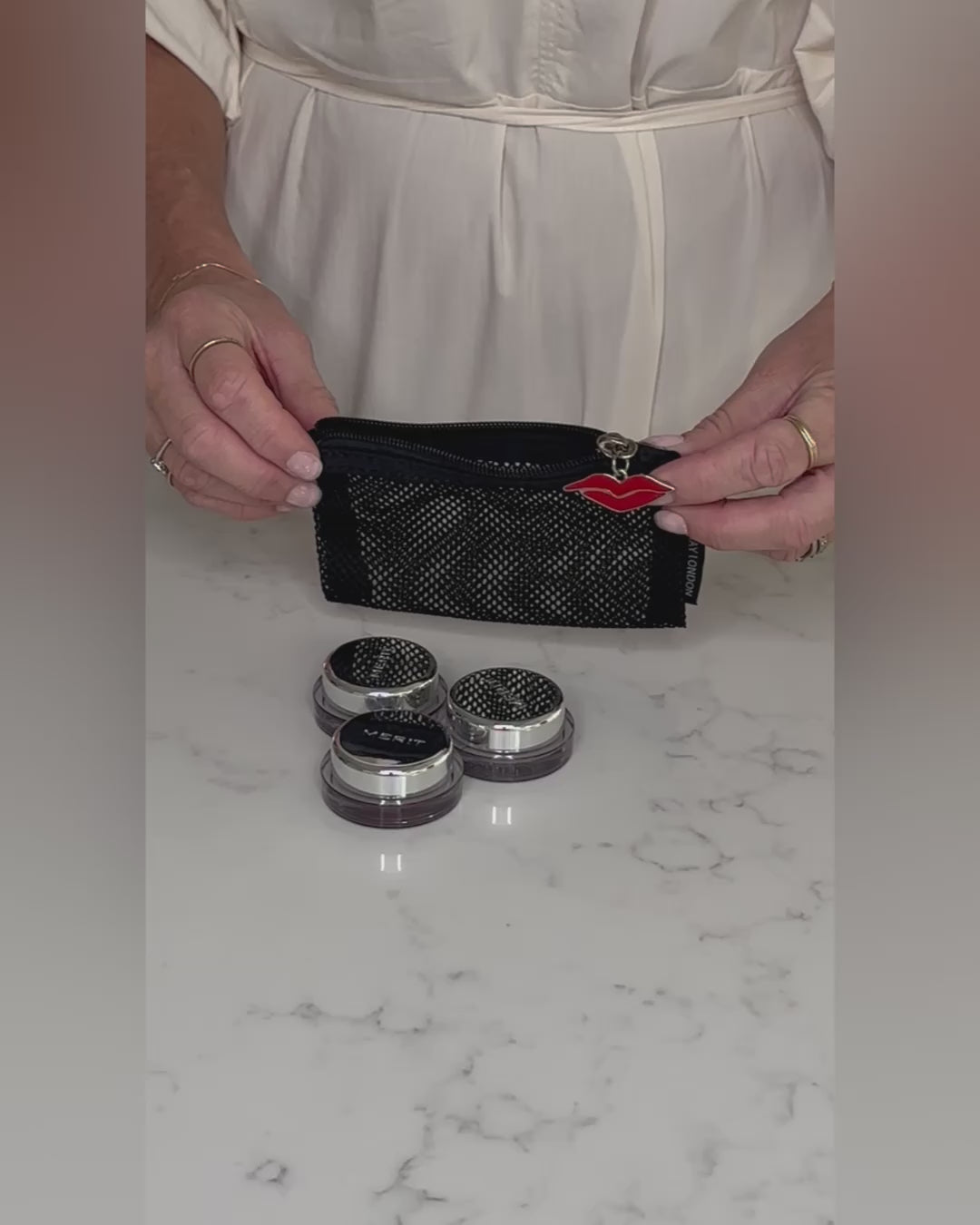 Trio of Stylish Mesh Makeup Pouches – Perfect for Beauty Organisation