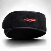 Donna May London black adjustable spa headband with red lip embroidery