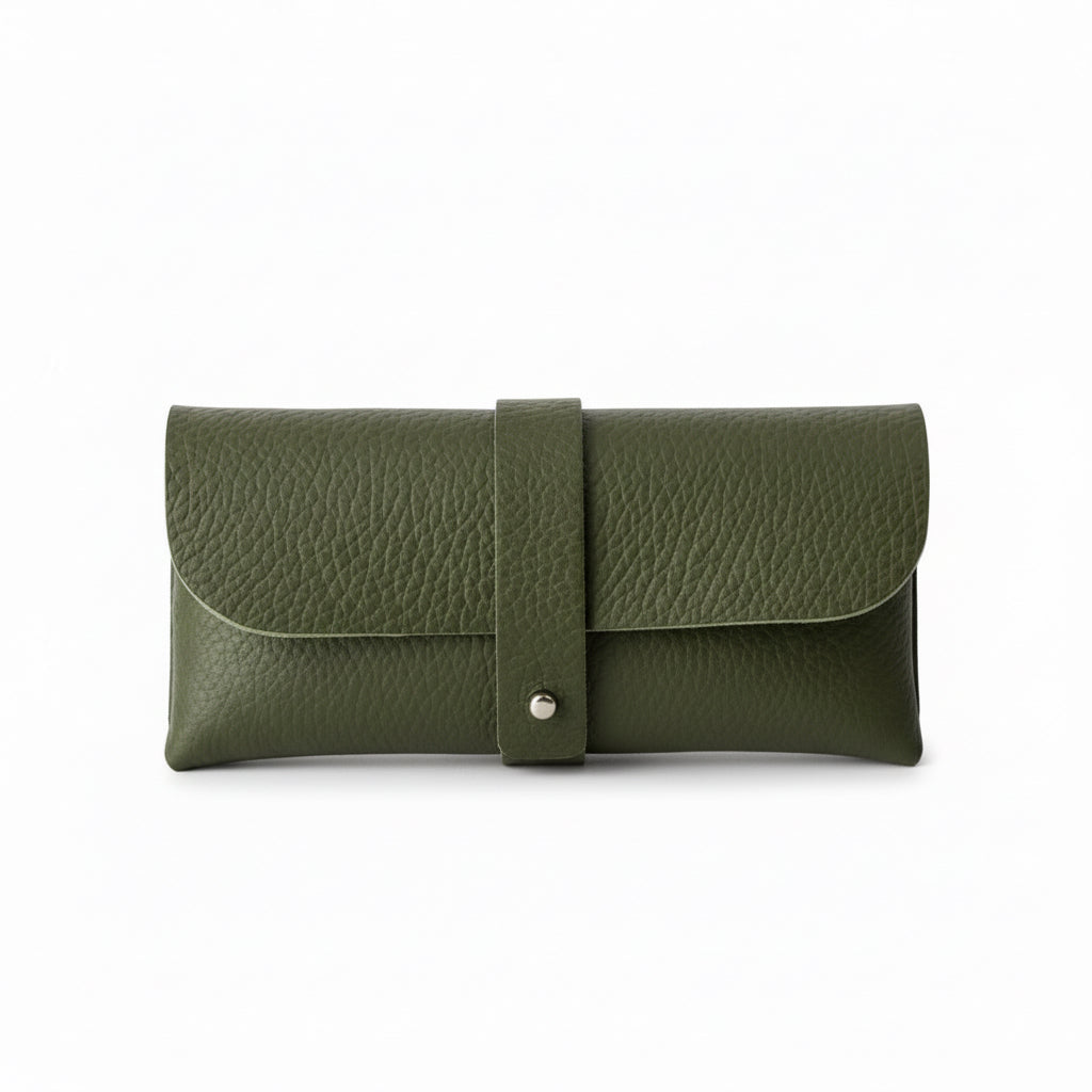 Seville Glasses Case in Soft Italian Leather - Olive Green