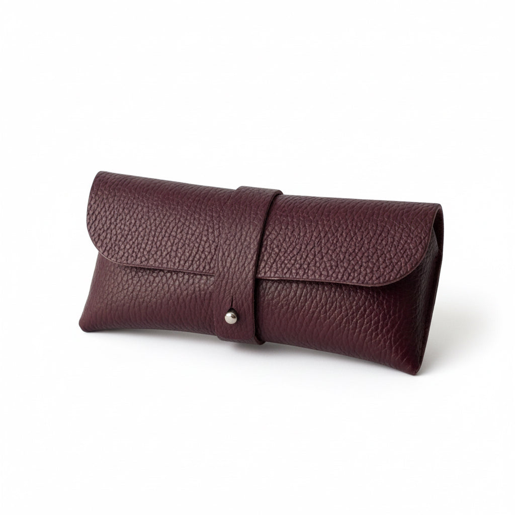 burgundy leather glasses case
