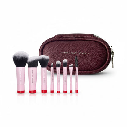 8-Piece Mini Travel Makeup Brush Set in Burgundy