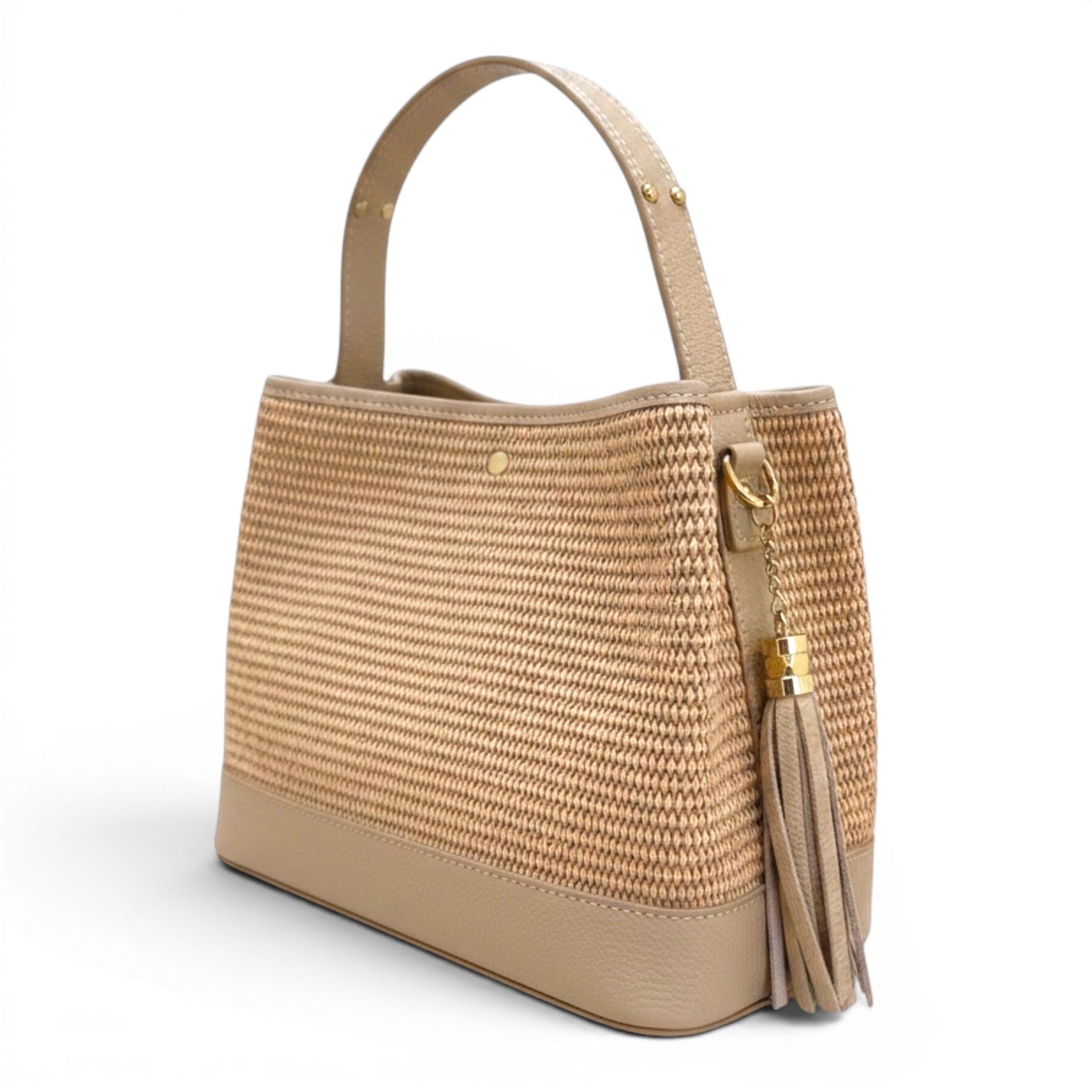Positano Woven Tote Bag with Natural Leather