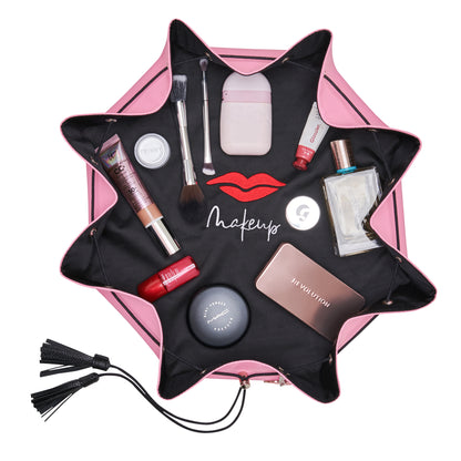 Lay Flat Makeup Bag in Peony Pink