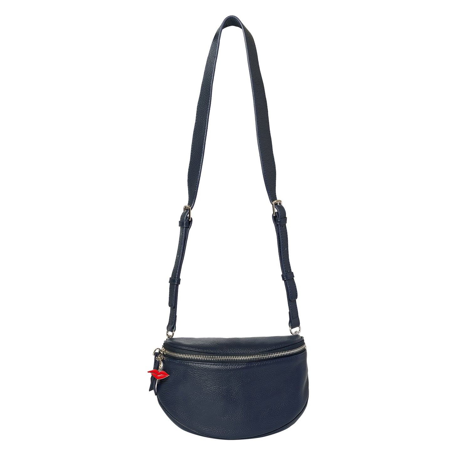 Naples Cross Body Maxi Bag in Navy with both leather and fabric straps