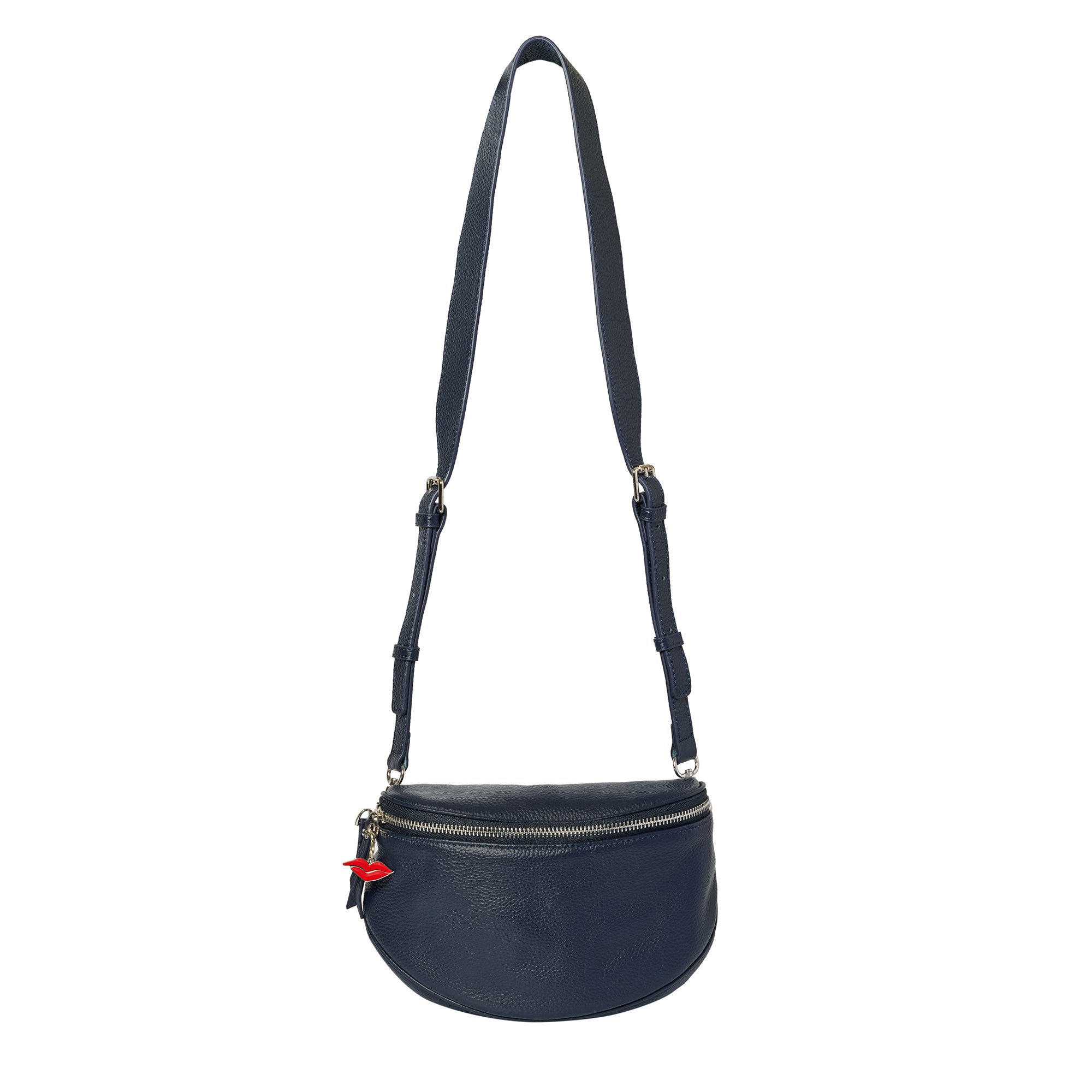 Naples Cross Body Maxi Bag in Navy with both leather and fabric straps