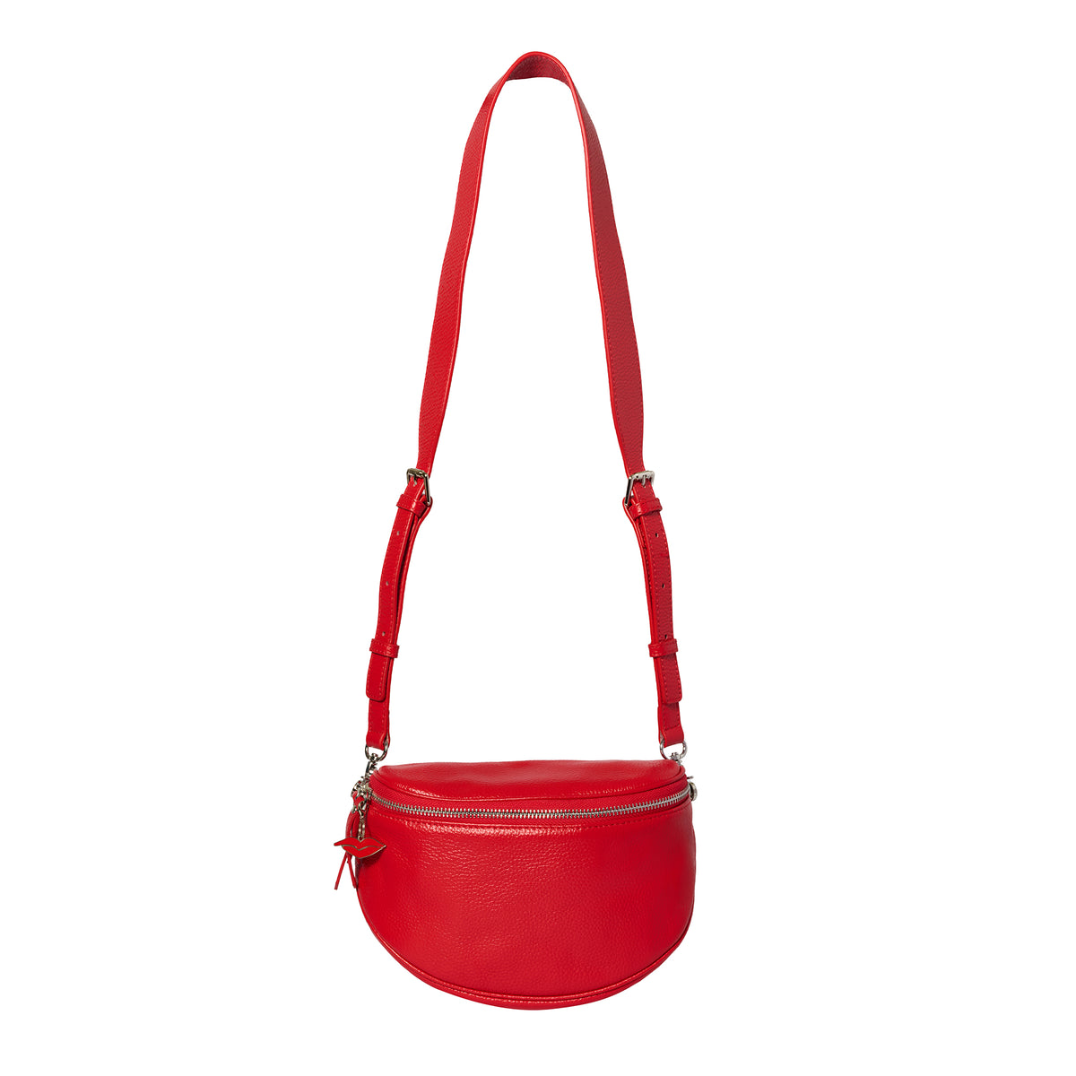 Red cross body bag in italian leather